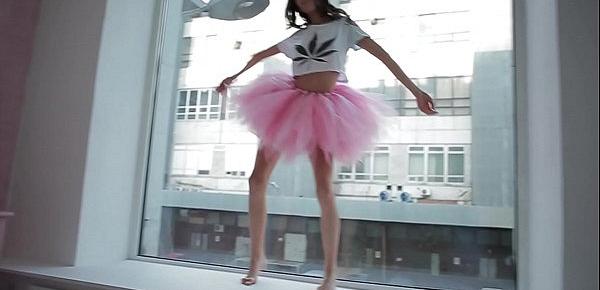  Beautiful Sveta dancing wearing a pink ballerina tutu dress